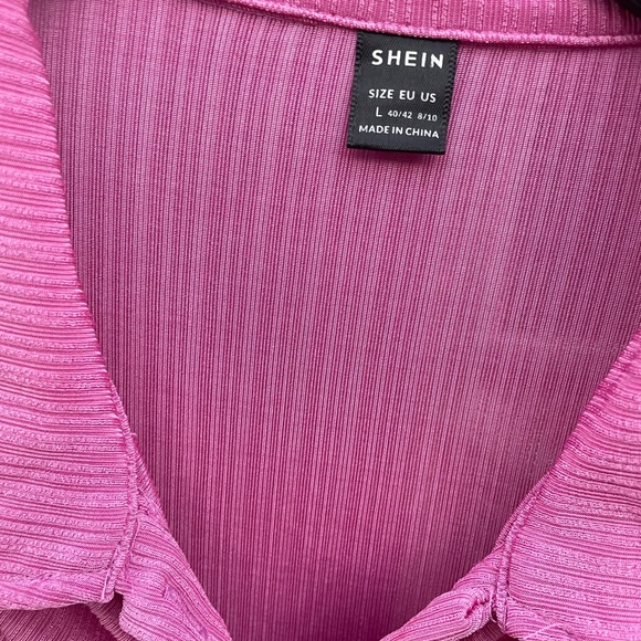 Pink Ruched Button-Up Bodicon Dress - Picture 3 of 4